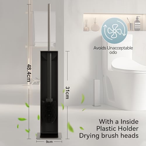 Brushed Nickel Toilet Brush and Holder,Toilet Bowl Brush with Extra Long Handle - color: Brushed Nickel
