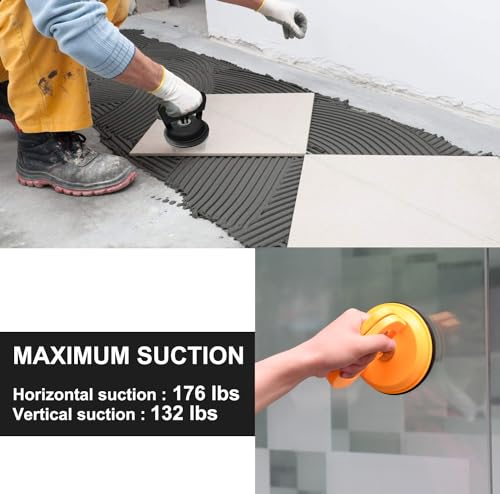 IMT 4.9" Glass Suction Cup Tiles Window Lifter, Power Grip Vacuum Lifter for Glass/Tiles/Mirror/Granite Lifting, Dent Repair Sucker Plate, Double Handle Locking - size: 5"