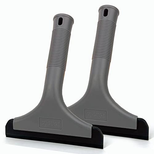 Super Flexible Silicone Squeegee, Auto Water Blade, Water Wiper, Shower Squeegee, 5.9'' Blade and 7.5'' Long Handle, for Car Windshield, Window, Mirror, Glass Door, Grey Black - color: Grey Black