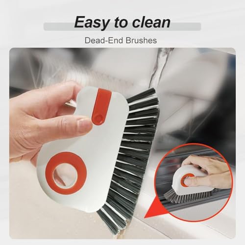 2 in 1 Groove Cleaning Brush, Hard Bristle Crevice Cleaning Brush with Hidden Scraper, Track Cleaning Tools Suitable for Sliding Door Tracks, Shutter Door Window Track (Mix) - color: Mix