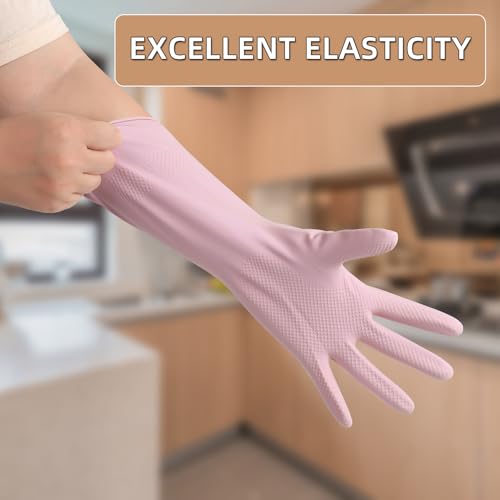 Dishwashing Rubber Gloves Reusable Kitchen Gloves 2Pairs Cleaning Gloves for Washing Dishes Long-lasting&Non-Slip - color: Light Blue&light Green, size: Medium
