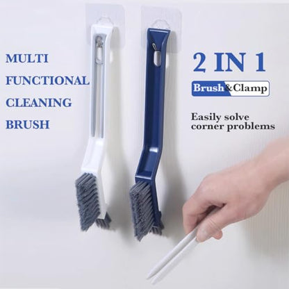 2 Pack Hard Bristle Crevice Cleaning Brush, Multifunctional Gap Cleaning Brush Supplies for Kitchen, Bathroom, Corner, Grout, Sink, Cup, Teapot, Bottle, Blender
