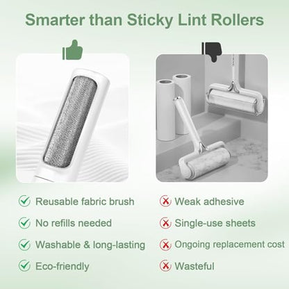 Pet Hair Remover Tool - Reusable Lint Roller Lint Brush for Cat & Dog Hair on Furniture, Clothes, Couches, Car Seats, and Fabric - No Refills, Eco-Friendly and Portable (White) - color: White