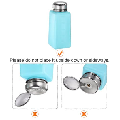 HARFINGTON Solvent Alcohol Dispensers 250ml(8.5oz) Push Down Liquid Dispenser Pump Bottle with Sealing Stainless Steel Lid for Acetone Cleanser Polish Remover, Blue - color: Blue, size: 8.5 Ounces