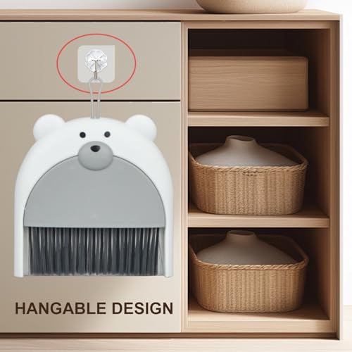 Mini Broom and Dustpan Set 6.2x6.3 Inches Compact Hand Broom for Desktop Table Countertop Car Office Kitchen Small Space Cleaning(Grey) - color: Gray