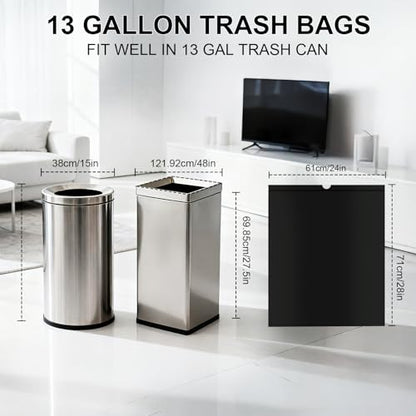 40 Count 13 Gallon Drawstring Trash Bags, Heavy Duty Unscented Garbage Bags, Extra Strong, Tear & Leak Resistant, for Kitchen, Home, Office, Fits 40-60L Bins (Black) - color: 13 Gallon-Black