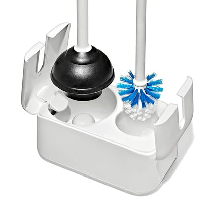 OXO Good Grips Toilet Brush & Plunger Set | Two Bathroom Essentials in one Space-Saving Canister | Toilet Bowl Cleaner and Plunger with Holder, Perfect for Small bathrooms