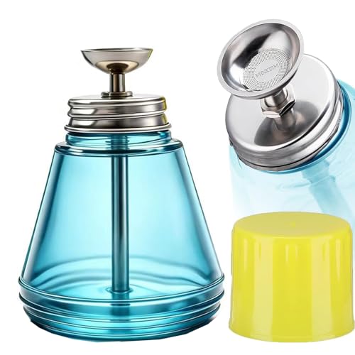 5 Oz/ 150ml Glass Push Down Pump Dispenser Bottle With Cap Push Down Glass Empty Pump Dispenser for Alcohol Makeup Clear Refillable Bottle Hand Pumping Press Container - color: Blue - 150ml - Round - 1pcs
