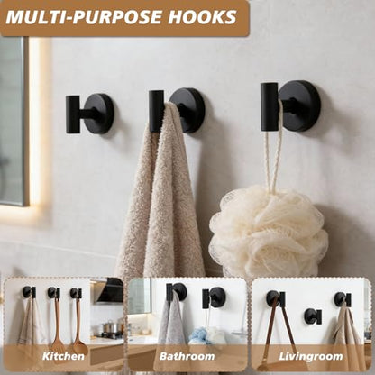 Suction Cup Hooks, Removable Shower Hooks, Matte Black, 2-Pack | No Wall Damage | Strong Hold on Tile, Glass & Mirrors | Kitchen & Bathroom Use | Perfect for Towels, Loofahs, Robes & Coats - style: Matte Black