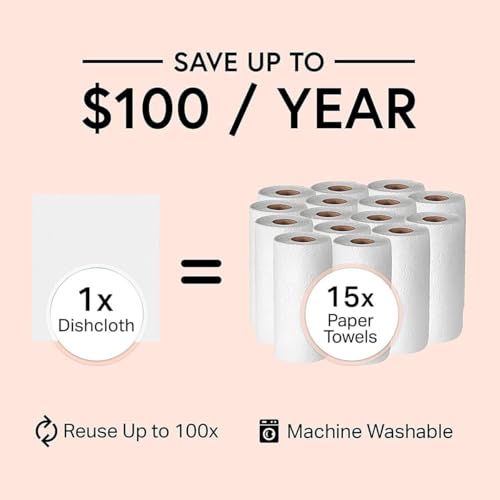 6 Packs Swedish Kitchen Dish Cloths - Reusable Paper Towels for Counters & Dishes - Eco-Friendly Cellulose Sponge Cloth - White - color: M-white