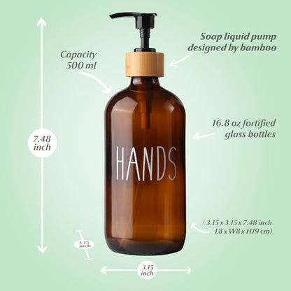 LOOCHICA Amber Glass Soap Dispenser Set with Tray, Amber Dish and Hand Soap Dispenser Set, Refillable Reusable Apothecary Soap Pump Dispenser Bottles for Bathroom and Kitchen - color: A04-2xamber