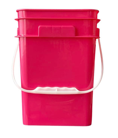 House Naturals 4 Gallon Square Food Grade Bucket Pail with Plastic Handles and Lid (Pack of 3) Made in USA containers (Magenta - Black lids) - color: Magenta - Black Lids