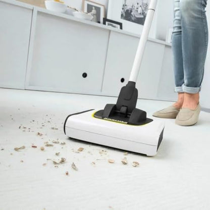 Kärcher KB 5 Electric Floor Sweeper Broom, for Carpets, Hardwood Floors and Tiles, Lightweight and Cordless, Ideal for Fur, Hair, Dirt & Dust - White