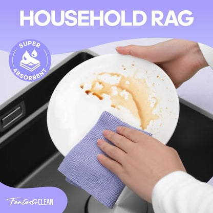 Fantasticlean Microfiber Cleaning Cloth Roll 4 Rolls 240 Pack, Tear Away Paperless Towels, 8" x 8", Reusable Washable Rags, House Kitchen, Pet, Office, Indoor Outdoor, Portable (2Pink 2Light-Purple) - color: 2pink 2light-purple