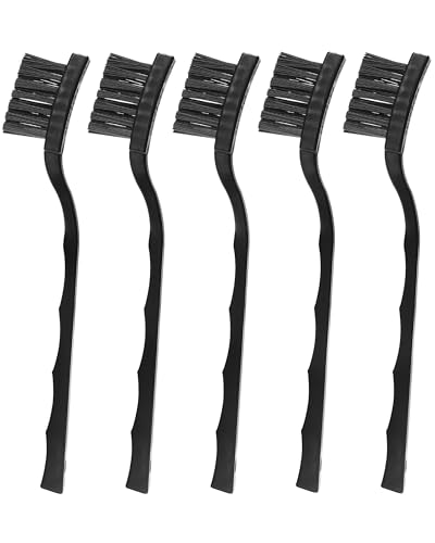 WAFJAMF 3 x 0.5cm Three Row Plastic Handle Anti Static Brushes Black Scraping Brushes 5 Pcs