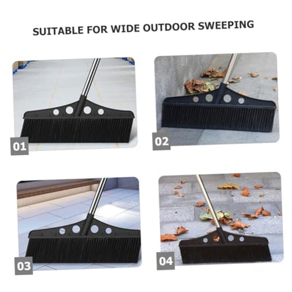 Healeved Wide Detachable Outdoor Push Broom for Garden Warehouse Cleaning Ergonomic Stainless Steel Handle Versatile for Concrete Decks Patios and Sweeping Tool