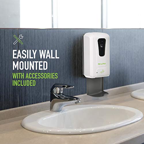 Alpine Automatic Hand Sanitizer Dispenser - Touchless Soap Dispenser with Drip Tray for Restaurant, Hospital, School, Hotel, Kitchen and Bathroom -1200mL Liquid, Gel White