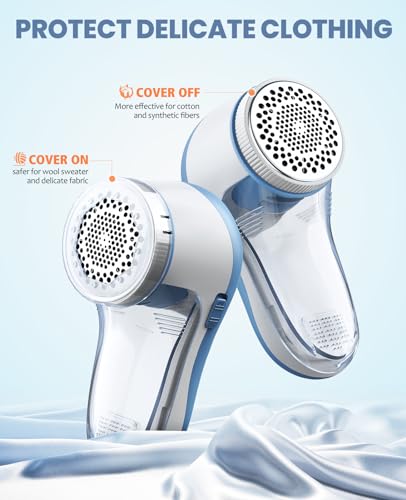 POPCHOSE Fabric Shaver, Lint Remover for Clothes, Electric Lint Shaver with 6-Leaf Blades, Sweater Shavers to Remove Pilling for Clothing, Couch, Furniture, Fuzz, Lint Ball, Bobbles, Light Blue - color: Light Blue