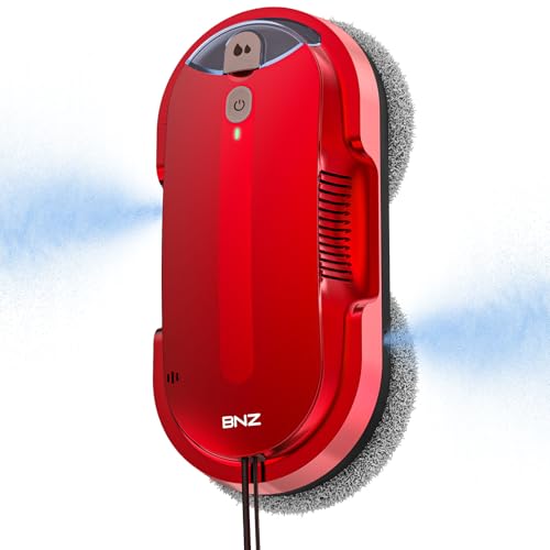 BNZ Smart Window Cleaning Robot, Twin Turbo & Dual Auto-Spray Window Cleaner with Multiple Safety System, AI Path Planning, Frameless Edge Detection, K1 (Ruby Red) - color: Ruby Red