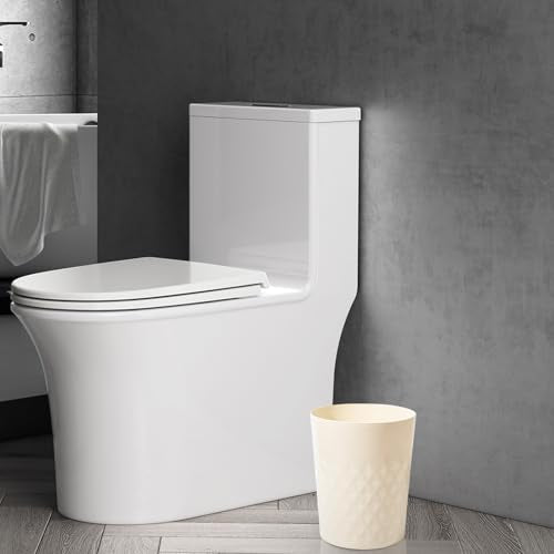 JiatuA 3 Pack Small Trash Can with Trash Bags Bathroom Garbage Bin Round Plastic Waste Basket for Kitchen, Bedroom, Office, College Dorm, Craft Room, Beige - color: Beige