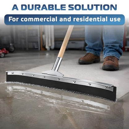 DSV Standard Curved Floor Squeegee 24’’, Rubber Blade Garage Squeegee, Taper Pole Connection - Handle Sold Separately for Tiles, Concrete and Asphalt - size: 24-inch