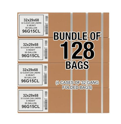 Aluf Plastics 65 Gallon Clear Trash Bags - (Huge 200 Pack) - 50" x 58" - 1.5 MIL - Heavy Duty Industrial Liners Clear Garbage Bags for Recycling, Contractors, Storage, Outdoor - style: 65 Gal, 1.5 Mil, 200 Count