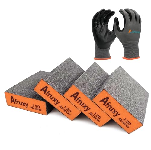Sanding Sponge Super High-Density Sandpaper Block, Medium Grit Sanding Block, Reusable Dry Wet Sanding Blocks for Wood, Drywall,Metal, Sandpaper Sand Block, 4pcs 120 grit by Afruxy - size: 120 Grit 4 Pack
