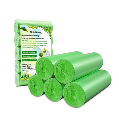 Biodegradable Trash Bags 4-6 Gallon, 100 Counts, Extra Thick Small Trash Bag Recycling Garbage Bags For Kitchen Bathroom Yard Office Wastebasket Car - size: 5 Gallon, 100 Count (Pack of 1)