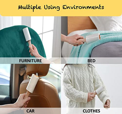 Lint Rollers Extra Sticky for Pet Hair [800 Sheets/4 Handles], Lint Remover Go Beyond Animal Fur, Dust and Other Dirt, Dog & Cat Hair Remover Rollers for Clothes, Furniture, Carpet, Car - size: 4 Rollers / 800 Sheets