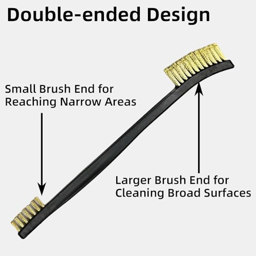12 Pack Miaozhun Double-Ended Gun Cleaning Brush, 7 Inch Brass Bristle Brushes, Gun Cleaning Supplies Kit, All Purpose Crevice and Detail Cleaning Brush - color: Brass Brush-12pack