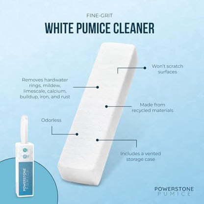 Powerstone Pumice Stone Toilet Bowl Cleaner with Handle (6-Pack) – Heavy-Duty Hard Water Stain Remover for Toilets, Grills, Tiles, and Pools – Non-Scratch Scouring Stick for Deep Cleaning - size: 1 Count (Pack of 6)