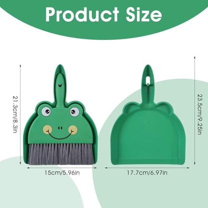 Upgrade Small White Broom and Dustpan Set, Hand Dustpan and Brush Set, Cute White Mini Broom and Dust pan Sets, Little Dust Pan for Home Use Tabletop Debris Cleaning Pet Guinea Pig Cages (Green) - color: Green