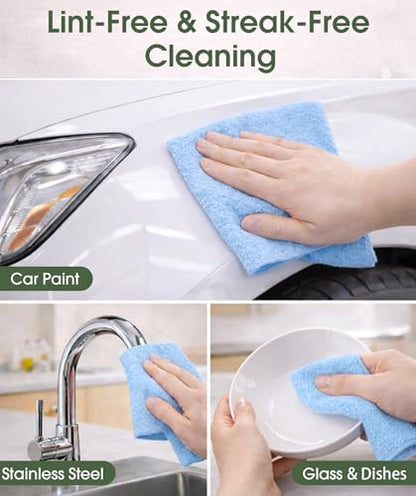 Microfiber Cleaning Cloth Roll - 100 Pack Tear Away Microfiber Paper Towels, Reusable, Washable, Scratch-Free, Kitchen Towels for Car, Home, Kitchen, Glass, Dishes (Blue) - color: Blue