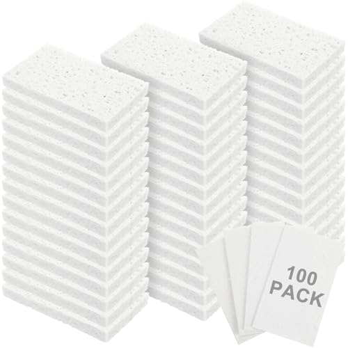 Zhengmy 100 Pieces Sponges Bulk Sponges Kitchen Compressed Sponge Natural Dish Sponge Compressed Wood Pulp Cleaning Without Scratching for Kitchen Bathroom, 3.9 x 2.4 x 0.12 Inch (White) - color: White