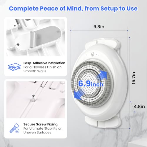 Hiqufet Electric Back Scrubber for Shower, Adjustable Height Shower Back Scrubber Wall Mounted, 4-Speed & 3 Replaceable Brush Heads, IPX7, Hands-Free Back Cleansing and Exfoliating Brush - size: CKT2
