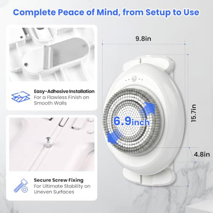 Hiqufet Electric Back Scrubber for Shower, Adjustable Height Shower Back Scrubber Wall Mounted, 4-Speed & 3 Replaceable Brush Heads, IPX7, Hands-Free Back Cleansing and Exfoliating Brush - size: CKT2