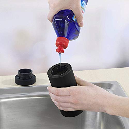 Dishwashing Soap Dispenser,Dishwashing Liquid Dispenser,Dish Detergent Dispenser,Dish Soap Silicone Squeeze Bottle for Kitchen and Bathroom. (Black) - color: Black
