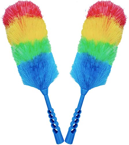 2 Pack Upgrade 19” Static Duster Beandable and Washable - More Fibers Bigger Head Less Loss of Fiber Duster