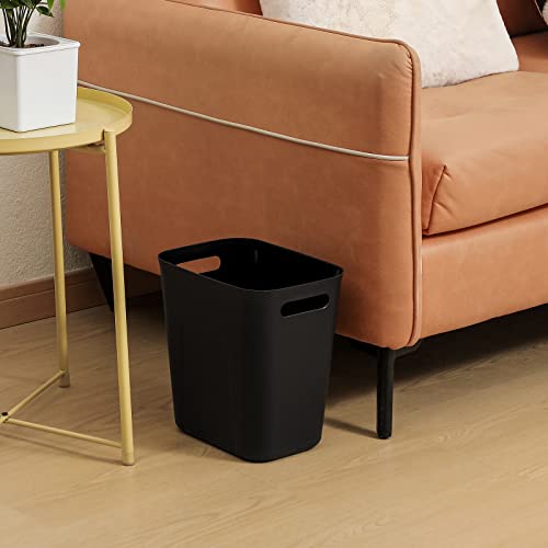 UUJOLY Plastic Trash Can Wastebasket, Garbage Container Basket for Bathrooms, Kitchens, Offices, Kids Rooms, Black, 3.5 Gallon, 2 Pack - color: Black, size: 3.5 Gallon/2 Pack