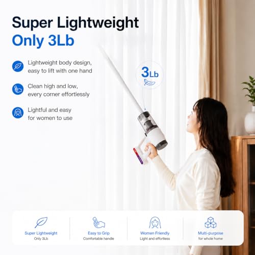 KEROMEE Cordless Vacuum Cleaner, Handheld 5-in-1 Small Stick Lightweight Vacuum Car Vacuum for Pet Hair Hardwood Floor Cleaning