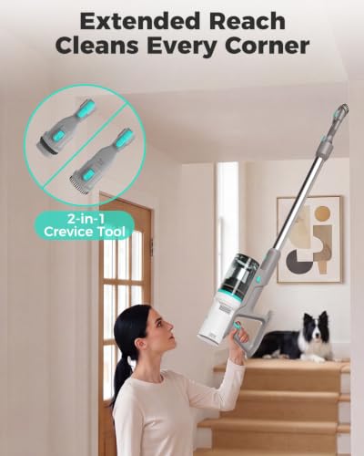 HAUSHOF Auto-Empty Cordless Stick Vacuum, 24KPa Suction, Zero Tangle Brush, 4-Layer HEPA Filtration, Vacuum Cleaner for Home, Pet Hair & Hardwood Floor