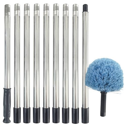12Ft Cobweb Duster with Extension Pole, Spider Web Brush with Pole Extended Brush for Outdoor Indoor Cleaning