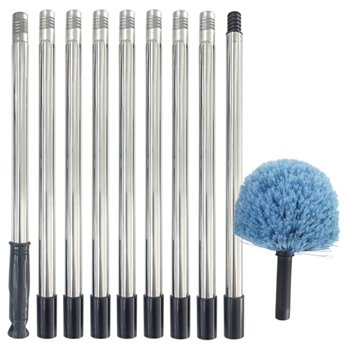 12Ft Cobweb Duster with Extension Pole, Spider Web Brush with Pole Extended Brush for Outdoor Indoor Cleaning