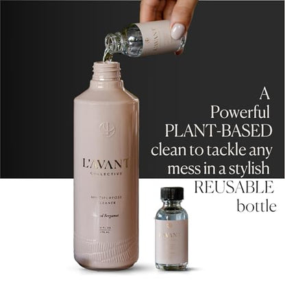 L'AVANT Collective Luxury Multipurpose Surface Cleaner | All Purpose Cleaning Spray, Plant-Based & Non-Toxic, EPA Safer Choice, Refillable Glass Bottle | 16 Fl Oz | Blushed Bergamot - size: 16 Fl Oz (Pack of 1)
