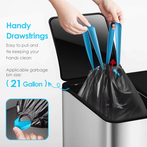 21 Gallon 120 Counts Strong Drawstring Trash Bags Garbage Bags by Teivio,Fit 20 Gal Bathroom Trash Can Bin Liners, Plastic Bags for home office kitchen, Black - style: 120-21Gallon-Black