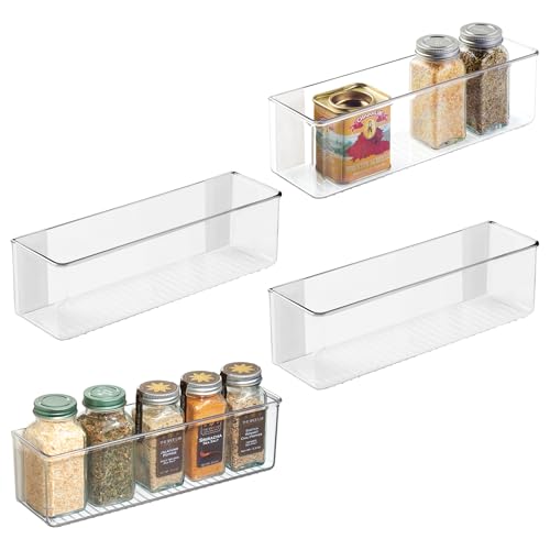 iDesign Adhesive Organizer Bin, Set of 4, Clear | Damage-Free Hanging, For Kitchen, Bathroom, or Office - style: Pack of 4