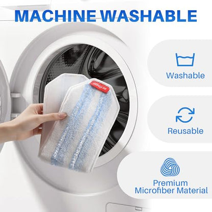 Mop Head Replacement Pads for O Cedar H2pro Flat Mop System, 9 PCS Reusable & Washable Microfiber Replacements Pads for Various Floors, Blue and White Stripes - size: 9 PCS - 15.95” x 4.33”
