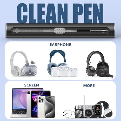 【2 Pack】 Cleaner Kit for AirPods Pro 1 2 3 Earbuds,Cleaning Kit Pen Shape with Soft Brush Flocking Sponge Tool for Bluetooth Earphones Headphones Charging Case,Phone,Camera and Computer(White+Black) - color: C2-White+Black