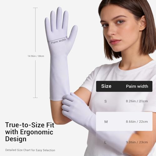 ThxToms 2 Pair Nitrile Dishwashing Cleaning Gloves,with Cotton Flocked Liner,Skin-Friendly & Anti-Slip Design,Y&P - size: Medium