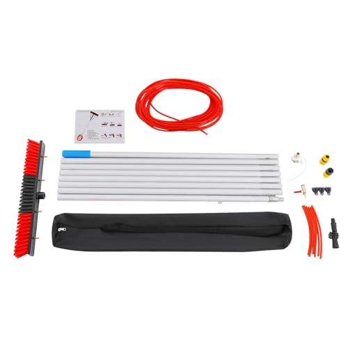24.3ft Water Fed Pole Kit Solar Panel Cleaning Brush, Adjustable Window Cleaning Poles with 22in Water Fed Cleaning Brush, Solar Panel Cleaning Pole Outdoor Window Washing Equipment - size: 24.3Ft, 22in Brush